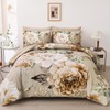 Dintszyayue Khaki Comforter Set Cal King Size 7 Pieces Floral