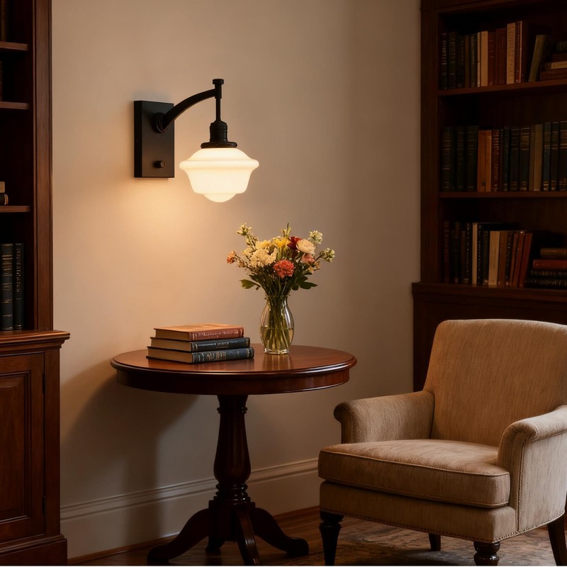 Pathson Vintage Milk White Wall Sconce, On Off Switch Design,
