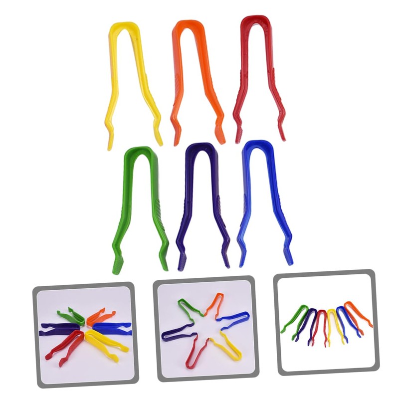 KOMBIUDA Safe Plastic Tweezers 6pcs Bead Tweezers for DIY Craft