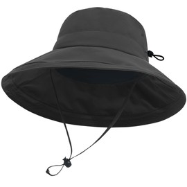 vidsel Sun Hats for Women Men Wide Brim Ponytail Bucket Hat Gardening Waterproof Fold-Up Summer UV Protection Sun Cap Black