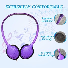 WAHUWAY Bulk Headphones for Kids Multi Color Headphones for School Classroom Students Teen Boys Girls and Adult (10 Pack)