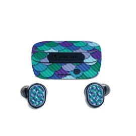 MightySkins Carbon Fiber Skin for SkullCandy Sesh True Wireless Earbuds - Blue Scales | Protective, Durable Textured Carbon Fiber Finish | Easy to Apply, Remove, and Change Styles | Made in The USA