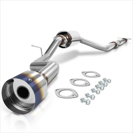 PM PERFORMOTOR 4.5" Burnt Tip Muffler Stainless Steel Catback Exhaust Compatible with 00-04 Ford Focus 2.0/2.3L ZX3/ZX5