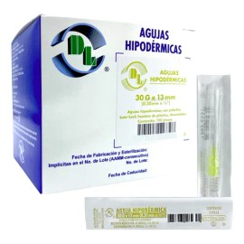 Aguja HiPodérmica Calibre 30x13 Amarilla Caja Con 100 Capacidad En Volumen 0 Cc DL AGH30X13