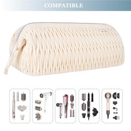 Dyson Airwrap Travel Case for Shark Hair Dryer Airstraight Flex Style Hair Attachment Tool Organizer Accessories Air Wrap Flat Curling Iron Carrying Case (Beige)