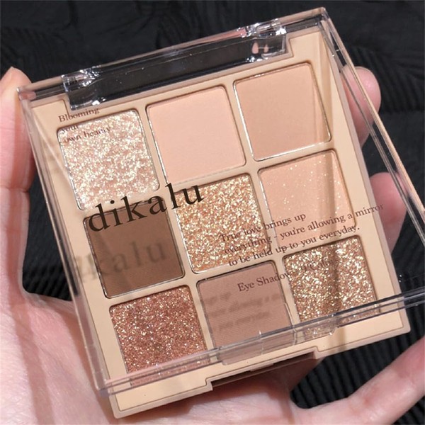 JIMYAUQIN 9-Color Nude Gold Eyeshadow Palette - Highly Pigmented, Matte