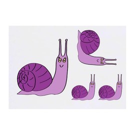 4 x 'Happy Snail' Temporary Tattoos - Water Resistant, Skin-Safe, Non-Toxic Transfers, Mixed Sizes (TO00077870)