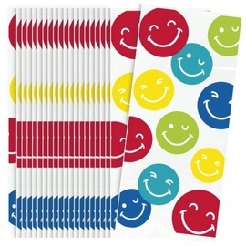 Happy Face Cellophane Bags (Pack of 20) - 11" x 5" - Vibrant Multicolor Party Favor Bags - Ideal for Kids Birthdays, Holidays & Themed Events
