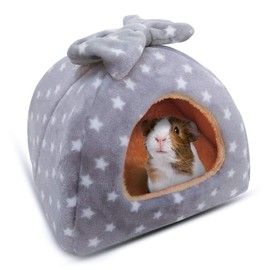 HOMEYA Small Animal Pet Bed, Sleeping House Habitat Nest for Guinea Pig Hamster Hedgehog Rat Chinchilla Hideout Bedding Snuggle Sack Cuddle Cup Cage Accessories with Removable Washable Mat- XL(Grey)