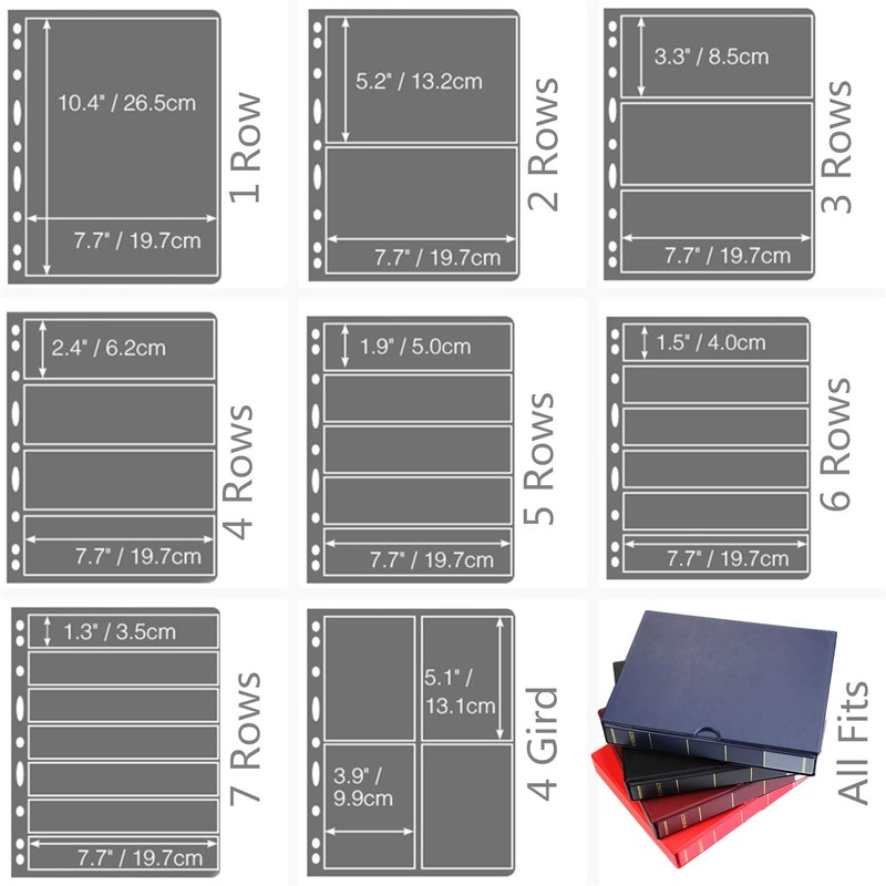 MUROAD Stamp pages for stamp album, folder, 10 sheets, 6S