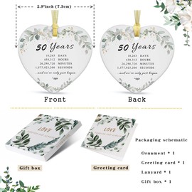 50th Anniversary Wedding Ornament 2026 Christmas Hanging for Couple,50 Years as Mr and Mrs,Wedding Gift for Parents,Xmas Ornament for 50th Husband&Wife Married Decoration with Ribbon (2.9")