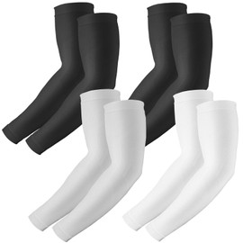 RHsia - 4 pares de mangas de protección solar UV para hombres y mujeres, mangas de compresión de enfriamiento para el sol, deportes, entrenamientos, cubierta de tatuaje, UPF 50, 4 pares: 2 pares negro