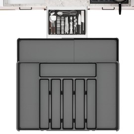 Kitchen Utensils Storage Organiser Expandable Kitchen Organiser Multi-Compartment Drawer Household Drawer Storage Adjustable Cutlery Holder Cookware Organiser Compact Kitchen Drawers