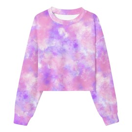 SunFoucs Tie Dye Sweatshirts For Teen Girls Fashion Clothes Size 8 Casual Long Sleeve Shirts For Girls Clothes Pink 9Y