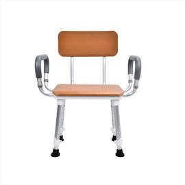 Sangohe Shower Chair for Inside Shower, Shower Chair with Wood Seat Board and Back, Height Adjustable Shower Chair for Elderly and Disabled, 400 lbs Heavy Duty Shower Seat for Seniors, 796D-A