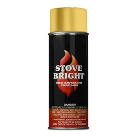Stove Bright High Temp Paint - Gold - 8123 | Heat Resistant Spray for Wood Stove BBQ Grill Fireplace Engine | Satin Finish | Rust Resistant Metal Coating | Withstands 1200°F | Primer Friendly
