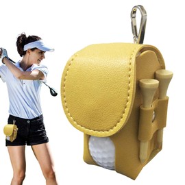 Golf Bag Pouch, Tee Sack PU Leather, Golf Ball Storage Carrier Pouch Organizer with Clip for Women Men Dad Golfers Fathers
