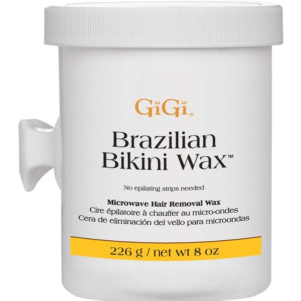 GiGi Brazilian Bikini Wax Microwave Formula - Non-Strip Hair Removal Wax, 8 oz