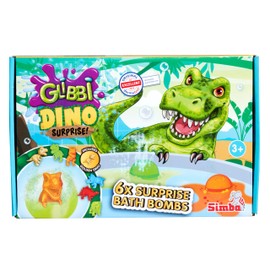 Glibbi Dino Surprise Bath Bombs Pack of 6 with Random Assortment, Bath Toy from 3 Years