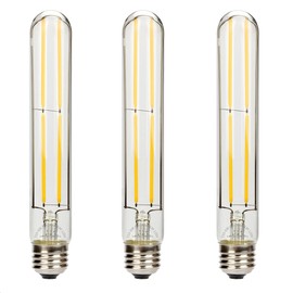Leadleds T10 LED Bulb 60 Watt Equivalent, 7.2" Long Tubular LED Bulbs 3000k Soft White, 6W E26 Edison Bulbs Dimmable for Yard, Bathroom, Kitchen, Home, 3-Pack