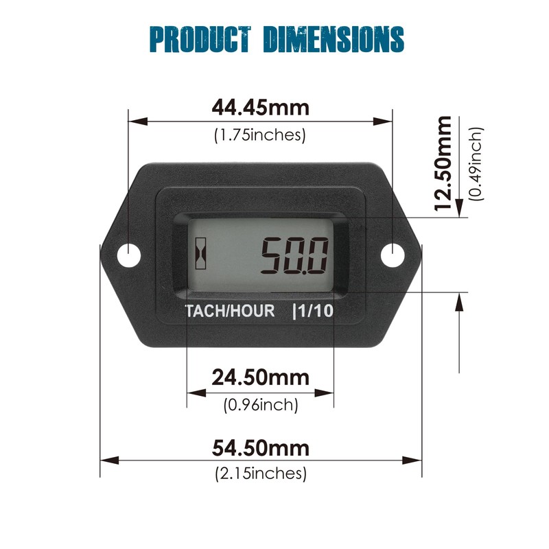 Runleader Digital LCD Tach/Hour Meter, Snap-in Mounting Design for Garden