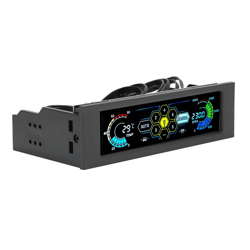 Computer Temp Monitor PVC Lens Panel Display 5 Sets Fan