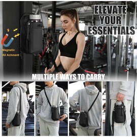 Zurligi Gym Magnetic Water Bottle Holder Bag with Phone Pockets & Accessories Organizer, Sling Bag with Adjustable Strap for Men/Women, Gym,Work, Trave & Sports, Keep Gear Clean & Off Floor (Style 4)