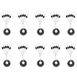 LATRAT 600 Rubber Fishing Bobber Stoppers, 6 in 1 Rubber Beads Fishing Small Line Stopper Fishing Trout Stopper Fishing Oval Black