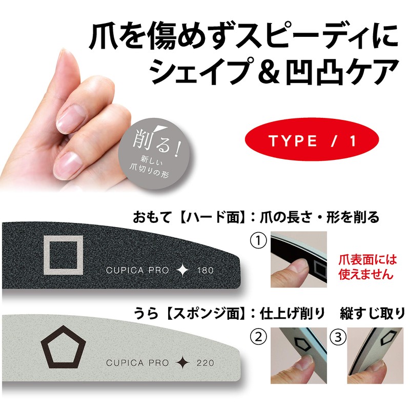 Kyupika Pro Type 1 Combination File, Nail Care, Professional-approved Nail