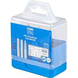 PFERD Carbide Burr Set, 3 Pieces, Micro Teeth, Shank 6 mm, Burr 6 mm, 21901306 for Finishing on Almost All Materials up to 68 HRC 3 Shapes