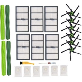 20 Pack Replacement Parts for iRobot Roomba S Series s9 (9150) s9+ s9 Plus (9550) Vacuum Cleaner,(2 Set Rubber Brushes, 6 Filters, 6 Side Brushes, 6 Automatic Dirt Disposal Bags)