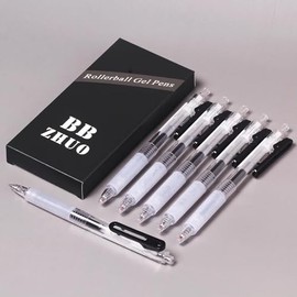 BBZHUO Gel Pen with Refills Ultra Fine Point 0.38mm,4 Pack Fine Smooth Writing Retractable Pens with 6 Extra Refills,Black Ink No Bleed No Smear,Office Writing Supplies