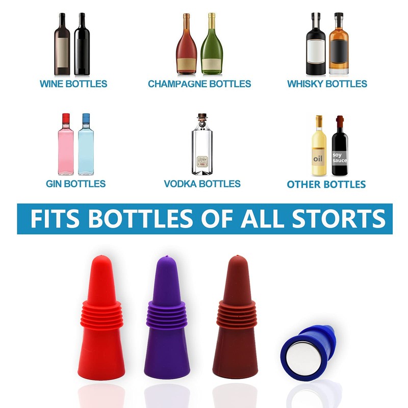 12PCS Wine Stoppers Beverage Bottle Sealer Soft Silicone Wine Bottle