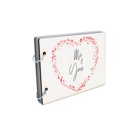 Me and You: Romantic Wood Cover Memory Book with Recycled Pages (scrap-ds23-redmeandyourg)