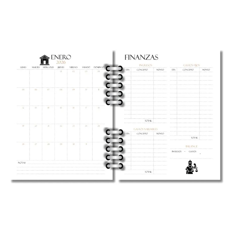 Agenda Abogado/ 2026 - 2027 Fechada / Azul Marino /
