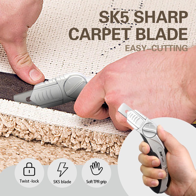 XW Fixed-blade Carpet Knife with Twist-lock, Heavy Duty Flooring Knife