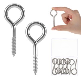 10 Pcs M5 304 Stainless Steel Eye Hooks Screw for Wood Securing Cables