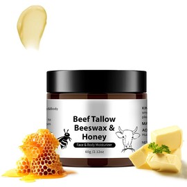 Beef Tallow for Face Cream, Tallow and Honey Balm for Skin Honey Butter Faces & Body Cream Moisturizer Organic Grass-Fed Face Cream