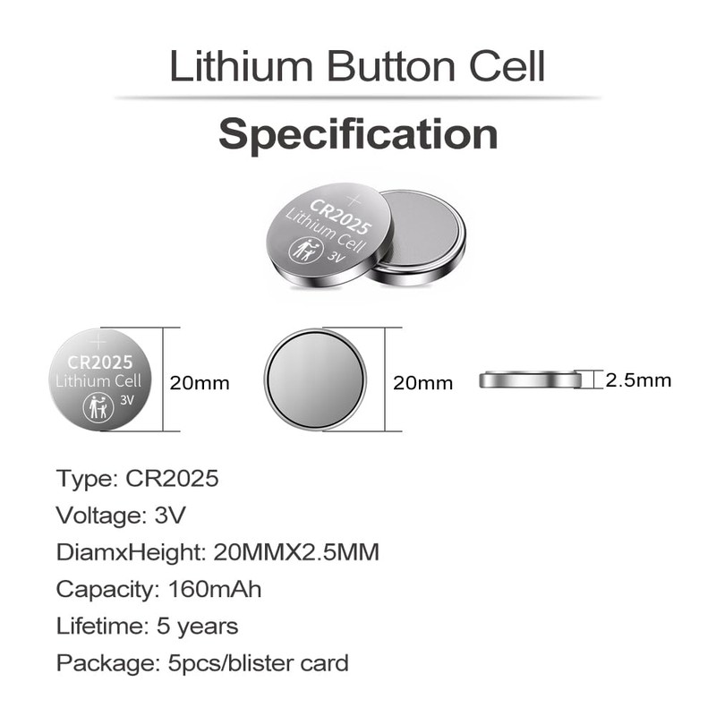 PGSONIC CR2025 3V Lithium Battery (15pcs)