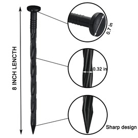 30 Pcs Spiral Landscape Anchoring Spikes, 8 Inch Landscaping Fabric Edging Anchoring Stakes Plastic Edging Nails Nylon Garden Lawn Yard Spikes