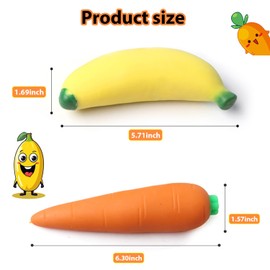 Carrot and Banana Squishy Toys Simulation Stress Relief Fidget Toy Set, Stretchable Squeeze Toys for Kids and Adults, Party Favors