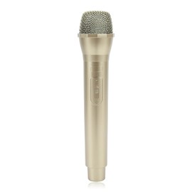 equlup Fake Microphone, Plastic Prop Mic Realistic Karaoke Dance Shows Practice Microphone Pretend Toy Microphone Prop for Karaoke (Gold)