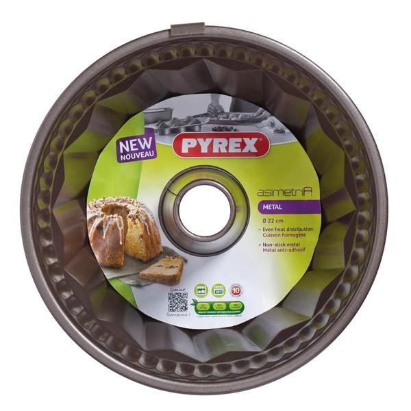 Pyrex 8013123,0 Asimetria Stampo per gugelhupf in acciaio antiaderente, ø 22 cm, marrone