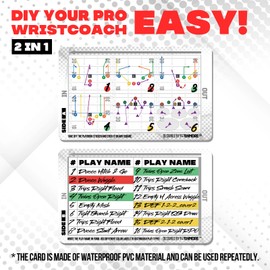 Inwerk 1NMORE Football Wristbands with Playbook System,Youth/Adult Quarterback Play Wristband,7on7 Flag Football Wrist Coach with 44 Tactics Stickers & 3 Sign Cards (Black 1 Pack, M)