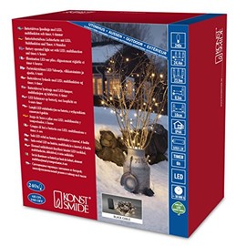 Konstsmide 3733-100 LED Lichterkette / für Außen (IP44) / Batteriebetrieben: 4xD 1.5V (exkl.) / 6h-Timer / mit 8 Funktionen, Steuergerät und Memoryfunktion / 240 Dioden / schwarzes Kabel, Warmweiß