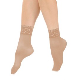Angelina Nylon Spandex Sheer Anklet Stocking with Lace (6-Pairs)