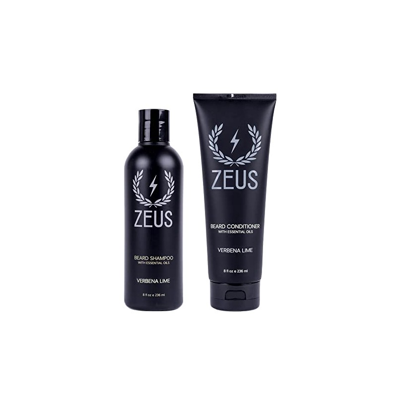 ZEUS Beard Shampoo and Conditioner Set for Men, Verbena Lime