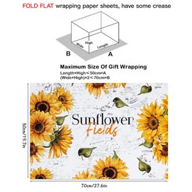 RUSPEPA Wrapping Paper Sheet - Sunflower Pattern Great for Birthday, Anniversary and Holiday - 12 Folded Sheets - 19.68 X 27.5 Inch per sheet