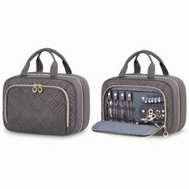 LOVEVOOK Women's Toiletry Bag, Waterproof Hanging Toiletry Bag, Foldable Wash Bag, Cosmetic Bag, Large with 360° Rotating Hooks, Wash Bag for Women, gray, Toiletry bag