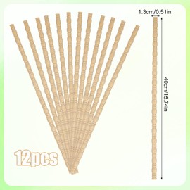 12pcs Decorative Wood Trim, 15.74in Wall Beaded Molding Strips Trim Unfinished 3D Line Bobbin Scalloped Moulding Appliques for DIY Edge Home Decor Wall Cabinet Shelf Window Door Furniture (Style 1)